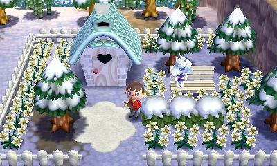 The outside of Whitney's house in Animal Crossing: Happy Home Designer for Nintendo 3DS.