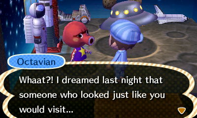 Chatting with Octavian in Aika Village for Animal Crossing: New Leaf