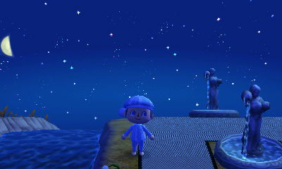 Statue fountains in Aika Village for Animal Crossing: New Leaf