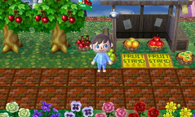 A fruit stand in the dream town of Farmland.