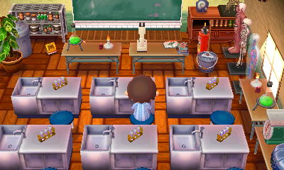 The science lab in the schoolhouse of Lion Town.
