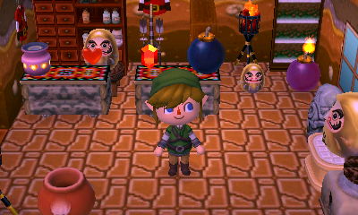An item and bomb shop in the Zelda themed dream town of Termina.