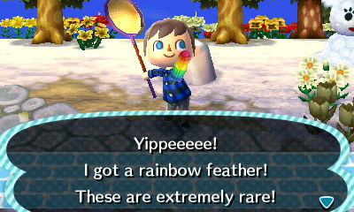 Catching a rare rainbow feather during Festivale!