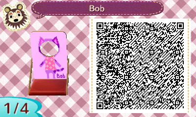 Bob the cat face cutout standee QR code in ACNL