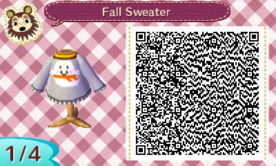 QR code for a fall sweater with a cute ghost. Animal Crossing New Leaf