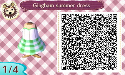 QR code for a green gingham summer dress in Animal Crossing.