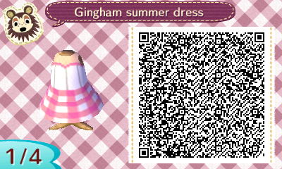QR code for a pink gingham summer dress in Animal Crossing.