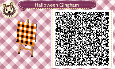 QR code for a Halloween gingham pattern in Animal Crossing.