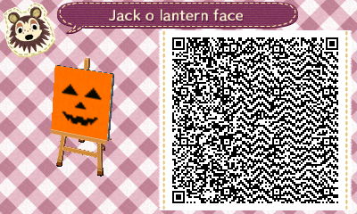 QR code for jack o'lantern pumpkin face in Animal Crossing New Leaf