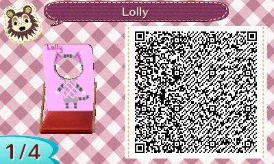 Lolly the cat face cutout standee QR code in ACNL