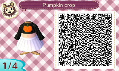 QR code for a pumpkin crop top in Animal Crossing.