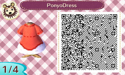 QR code for Ponyo's Dress from Ponyo on the Cliff by the Sea in Animal Crossing.