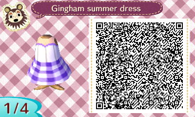 QR code for a blue gingham summer dress in Animal Crossing.