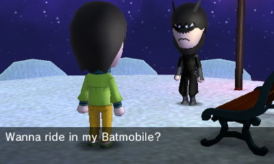 Batman, to Lucille 2: Wanna ride in my Batmobile?