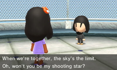Bomberman, to Madison: When we're together, the sky's the limit. Oh, won't you be my shooting star?