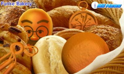 Tobias shows off his buns on TV, as the Mii News covered the Funke Bakery.