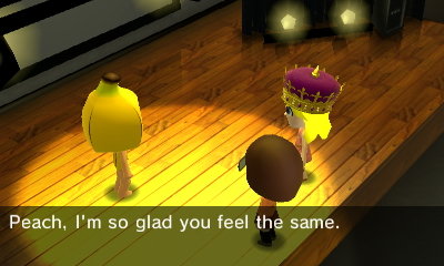 GOB, wearing a banana suit: Peach, I'm so glad you feel the same.