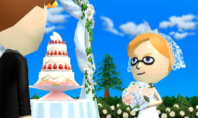 Inkling Girl and Conan get married in Tomodachi Life.