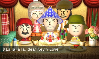 Kevin Love celebrates his 28th birthday in Tomodachi Life.