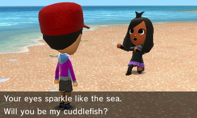 Madison, to Annyong: Your eyes sparkle like the sea. Will you be my cuddlefish?