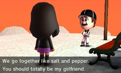 Mario, to Madison: We go together like salt and pepper. You should totally be my girlfriend.