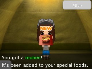 You got a reuben! It's been added to your special foods.