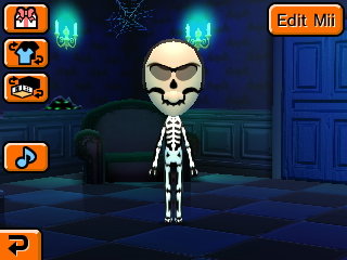 Skull stands in his horror-themed apartment.