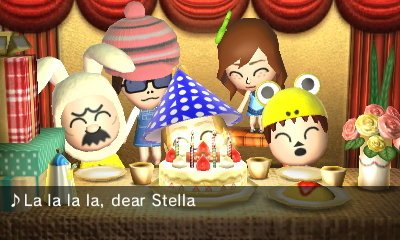 Stella celebrates her birthday in Tomodachi Life.