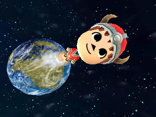 Villager blasts off into outer space for eggnog.