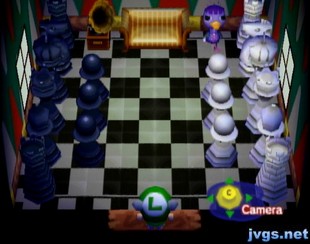 Queenie's chess board house.