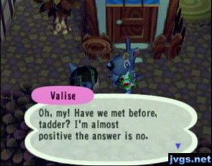 Valise: Have we met before, tadder? I'm almost positive the answer is no.