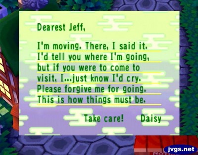 Daisy's goodbye letter.