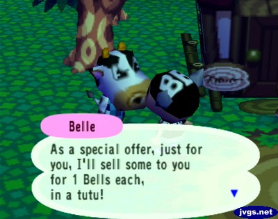 Belle: As a special offer, just for you, I'll sell some to you for 1 bells each, in a tutu!