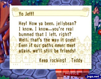 Teddy's goodbye letter.