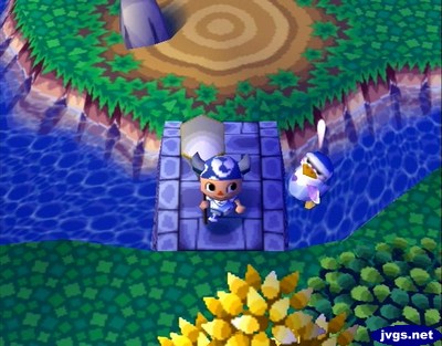 Puck in the river after I used a glitch to push him off the bridge.