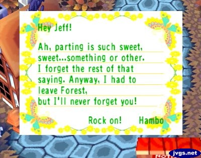Hambo's goodbye letter.