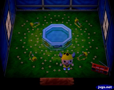 The inside of Joey's house in Animal Crossing for Nintendo GameCube.