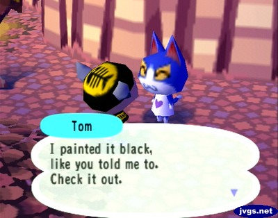 Tom: I painted it black, like you told me to. Check it out.