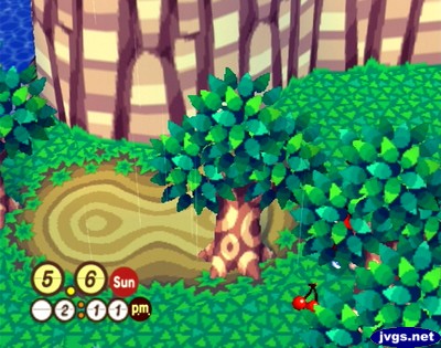 The clock appearing in the lower-left corner of the screen in Animal Crossing, instead of the usual lower-right corner.