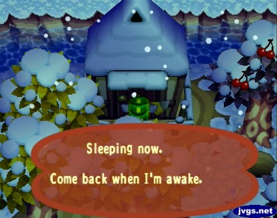 Sign on Bones' house: Sleeping now. Come back when I'm awake.