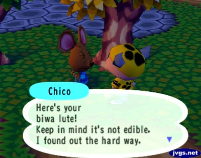Chico: Here's your biwa lute! Keep in mind it's not edible. I found out the hard way.