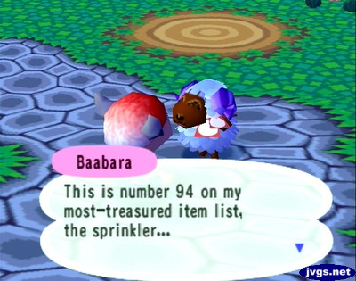 Baabara: This is number 94 on my most-treasured item list, the sprinkler...