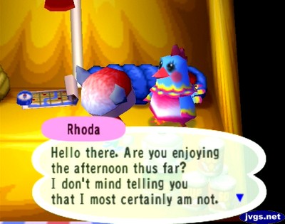 Rhoda, the summer camper: Hello there. Are you enjoying the afternoon thus far? I don't mind telling you that I most certainly am not.