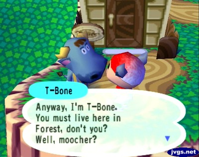 T-Bone: Anyway, I'm T-Bone. You must live here in Forest, don't you? Well, moocher?