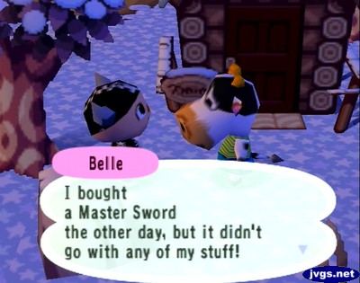 Belle: I bought a Master Sword the other day, but it didn't go with any of my stuff!