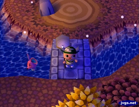 Candi walks around in the river.