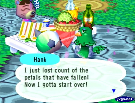 Hank: I just lost count of the petals that have fallen! Now I gotta start over!