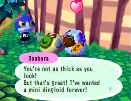 Baabara: You're not as think as you look! But that's great! I've wanted a mini dingloid forever!