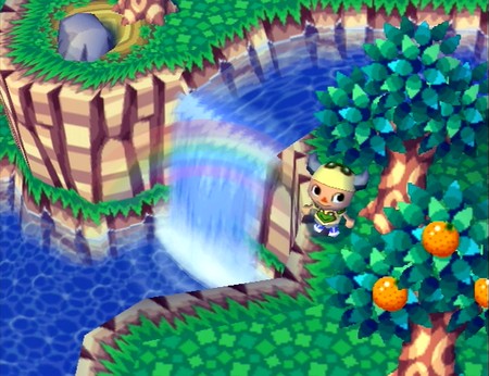 The rainbow as seen from the top of the waterfall in Forest.