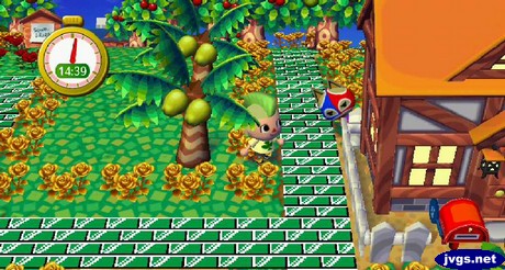 Stinky hiding behind a house.